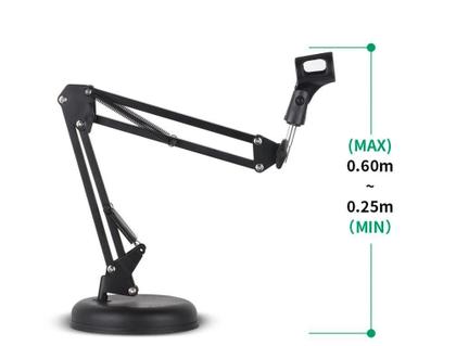 Imagem de Pedestal Articulado C/Base Redonda E Shockmount P/Microfone
