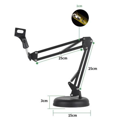 Imagem de Pedestal Articulado C/Base Redonda E Shockmount P/Microfone