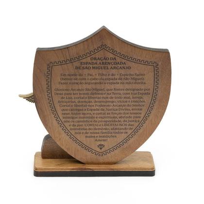 Imagem de Pedestal Oração de Mesa Madeira Escudo São Miguel