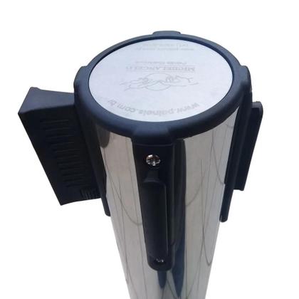 Imagem de Pedestal Separador de Fila CROMADO com Fita VERDE