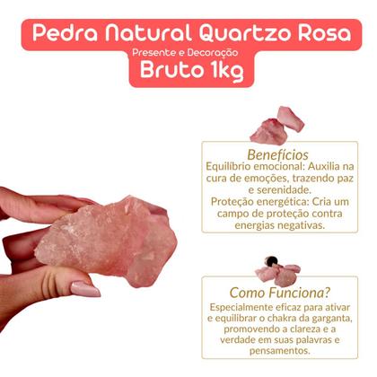 Imagem de Pedra Natural Quartzo Rosa Bruto 1 kilo
