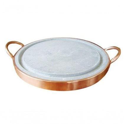 Imagem de Pedra para Carnes Pedra Sabão com Alça de Cobre 21 Cm