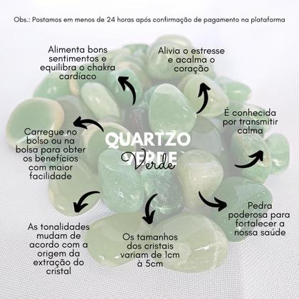 Imagem de Pedra Quartzo Verde Rolada Até 2cm Cristal Natural da Saúde e Cura Física - Hadu Esotéricos e Religiosos