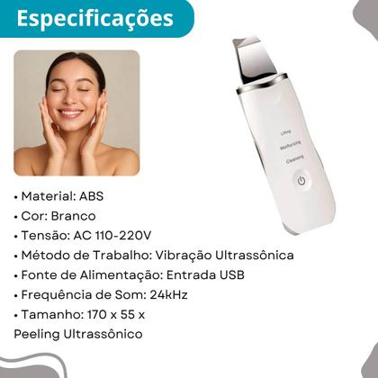Imagem de Peeling Ultrassônico Portátil  Para Limpeza Profunda e Renovação Facial