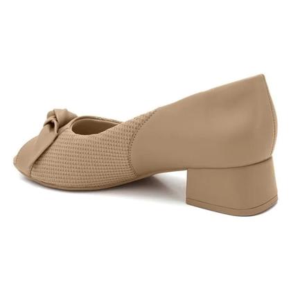 Imagem de Peep Toe Salto Baixo Laço Caqui Comfortflex 2464403