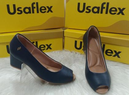 Imagem de Peep Toe Usaflex com Laser em couro Q6697