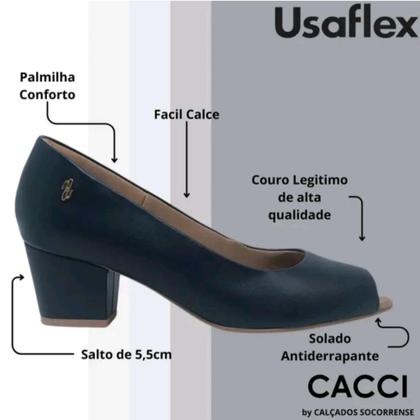 Imagem de Peep Toe Usaflex com Laser em couro Q6697