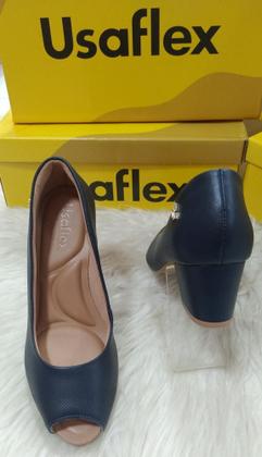 Imagem de Peep Toe Usaflex com Laser em couro Q6697