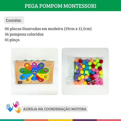 Imagem de Pega Pompom Jogo Montessori Atividade Didática Infantil Nig