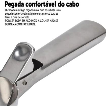 Imagem de Pegador Colher De Sorvete Bola Em Inox 18cm