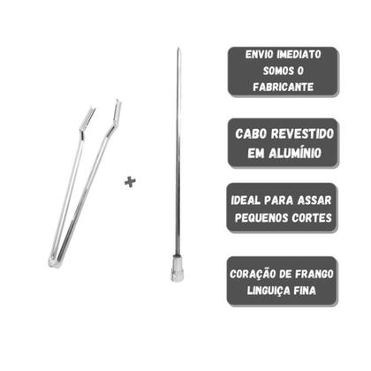 Imagem de Pegador De Carnes Inox Mais Espetinho Coração 40cm Churras