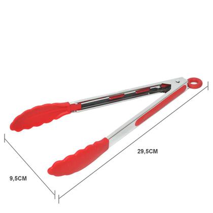Imagem de Pegador de Silicone Vermelho Pinça em Aço Inox com Trava