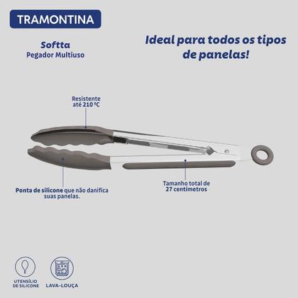 Imagem de Pegador Multiuso Tramontina Softta Cinza de Silicone 27 cm
