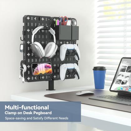 Imagem de Pegboard de mesa Clamp-on KDD 7 em 1 com suporte de telefone e armazenamento