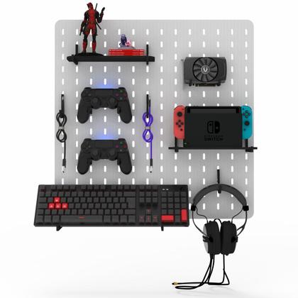 Imagem de Pegboard Mdf Organizador Setup Gamer Home Office Branco Med