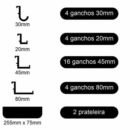 Imagem de Pegboard Mdf Organizador Setup Gamer Home Office Branco Med