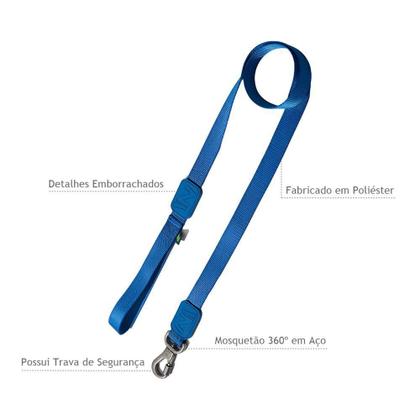 Imagem de Peitoral Em X E Guia Para Cães Raios E Listras Azul - G