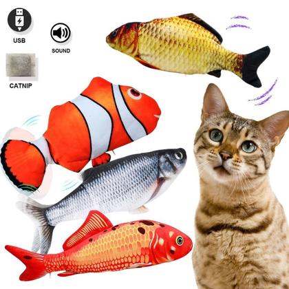 Imagem de Peixe De Pelúcia Elétrico Brinquedo Interativo P/ Gatos