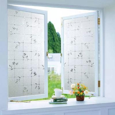 Imagem de Pelicula 3D Eletrostatica PVC Vinil Vidro Janela Quadriculado com Flores