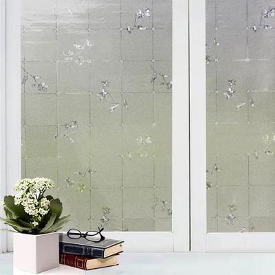 Imagem de Pelicula 3D Eletrostatica PVC Vinil Vidro Janela Quadriculado com Flores