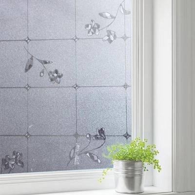Imagem de Pelicula 3D Eletrostatica PVC Vinil Vidro Janela Quadriculado com Flores