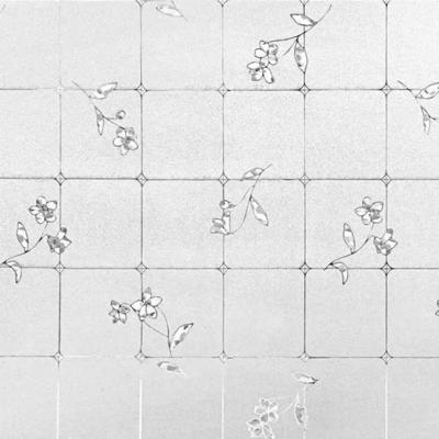 Imagem de Pelicula 3D Eletrostatica PVC Vinil Vidro Janela Quadriculado com Flores