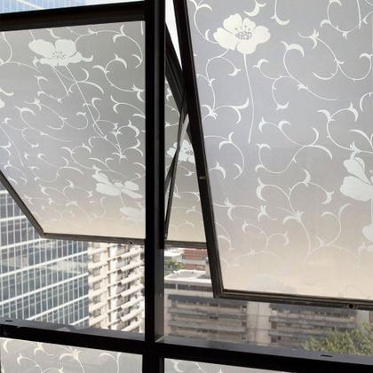 Imagem de Pelicula Adesiva Eletrostatica para Janela de Vidro Jateado Ramos 120x150cm