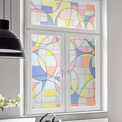 Imagem de Pelicula Adesiva Eletrostatica para Vidro Blindex Mondrian Colorido 200x60cm