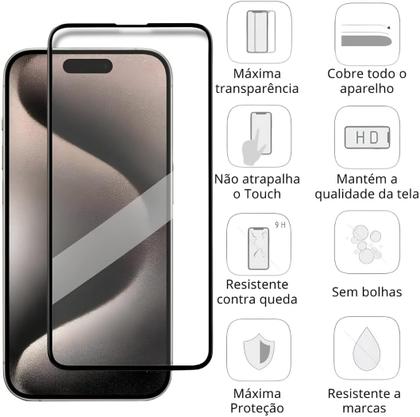 Imagem de Película de Vidro 3D Para iPhone 15 Pro Max Tela De 6,7 Polegadas