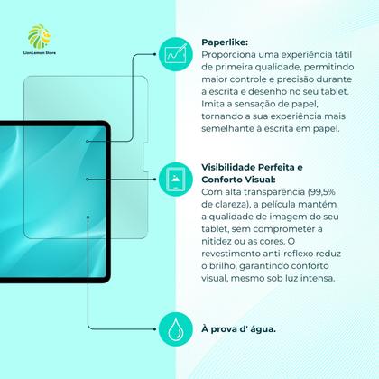 Imagem de Película Paperlike Professional Performance p/ Galaxy Tab S9/ S9 FE 10,9" polegadas - Fosca - LionLemon Store
