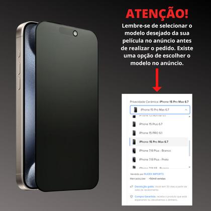 Imagem de Película Privacidade Cerâmica Fosca Compatível Com iPhone