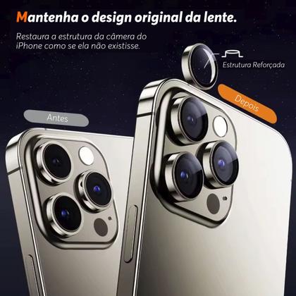 Imagem de Pelicula Protetora de Câmeras Compatível Com iPhone 16 Normal 16 + Plus 16 Pro e 16 Pro Max