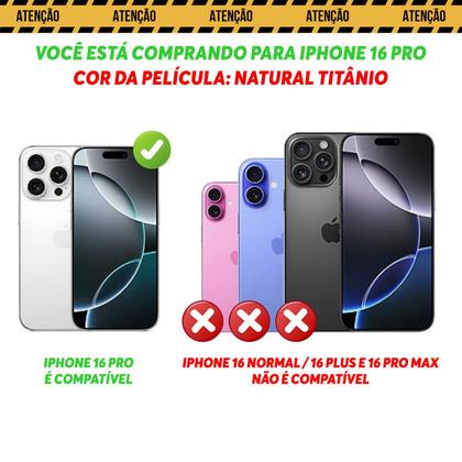 Imagem de Pelicula Protetora de Câmeras Compatível Com iPhone 16 Normal 16 + Plus 16 Pro e 16 Pro Max