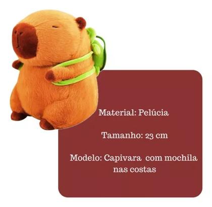 Imagem de Pelúcia Brinquedo Capivara Filó Macia 23cm com Mochila Tartaruga Fofa