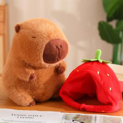 Imagem de Pelúcia Capivara com Touca de Morango  30 cm