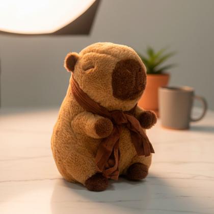 Imagem de Pelúcia Capivara De Cachecol Fofo Brinquedo Divertido Decoração Presente Criativo