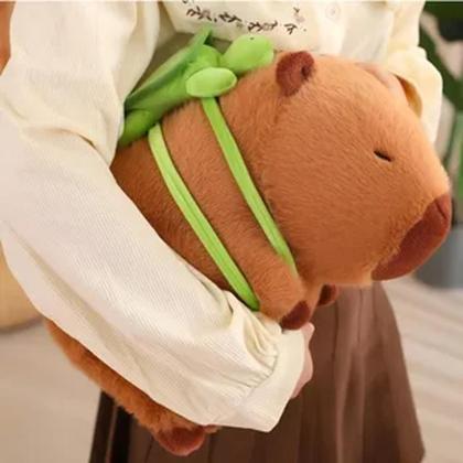 Imagem de Pelúcia Capivara Grande Linda Filó Com Mochila Tartaruga