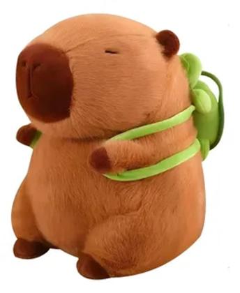 Imagem de Pelúcia Capivara Grande Linda Filó Com Mochila Tartaruga