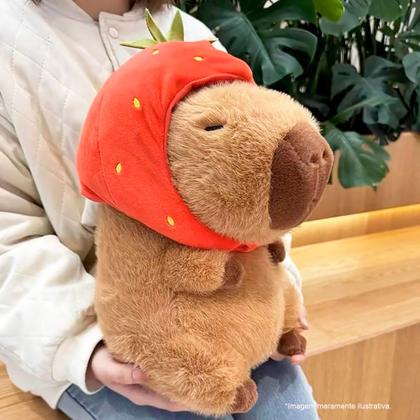 Imagem de Pelúcia Capivara Sentada com Toca Morango do Amor 33cm DRM1052 - Dorémi