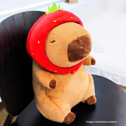 Imagem de Pelúcia Capivara Sentada com Toca Morango do Amor 33cm DRM1052 - Dorémi