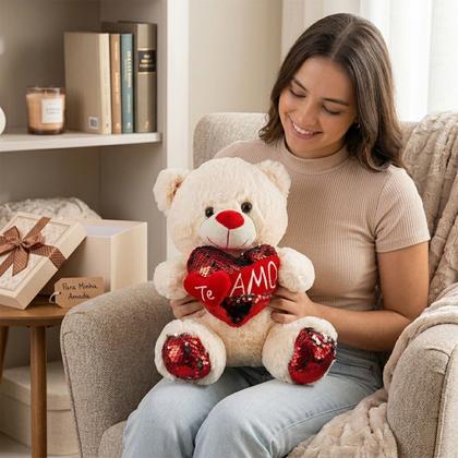 Imagem de Pelúcia Dia Dos Namorados Urso Antialérgico Decorativo Eu Te Amo Presente Fofinho