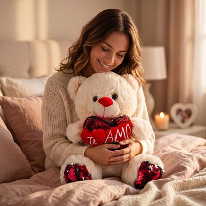Imagem de Pelúcia Dia Dos Namorados Urso Antialérgico Decorativo Eu Te Amo Presente Fofinho