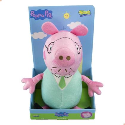 Imagem de Pelúcia Papai Pig 30 Cm Macio Peppa Pig Sunny Original