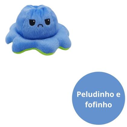 Imagem de Pelúcia Polvo Verde e Azul - Macio e Reversível para Crianças