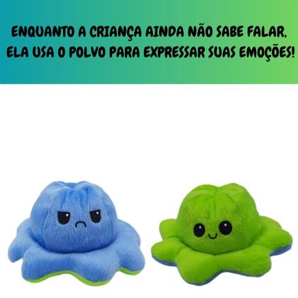 Imagem de Pelúcia Polvo Verde e Azul - Macio e Reversível para Crianças