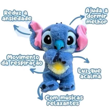 Imagem de Pelúcia Stitch Respira E Alivia Ansiedade com Som / Produto já acompanhado com pilha nova - Presente