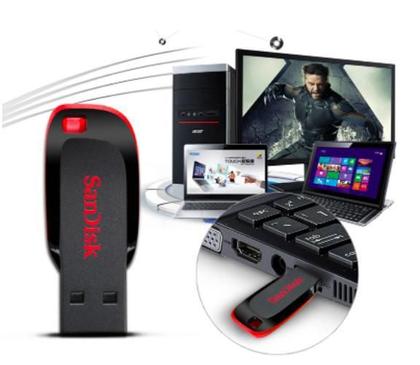 Imagem de Pen Drive Sandisk 2.0 128Gb Cruzer Blade Preto E Vermelho