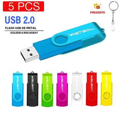 Imagem de Pen Drive USB 5 Peças (128GB, 64GB, 32GB, 16GB) com Chaveiro - Presente Criativo