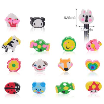 Imagem de Pencil Erasers Pencil Eraser Toppers 200 unidades de animais de desenho animado