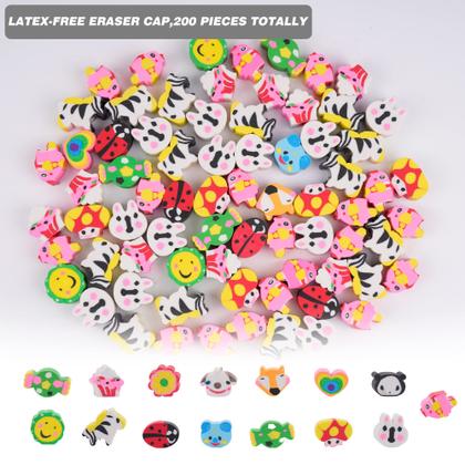 Imagem de Pencil Erasers Pencil Eraser Toppers 200 unidades de animais de desenho animado